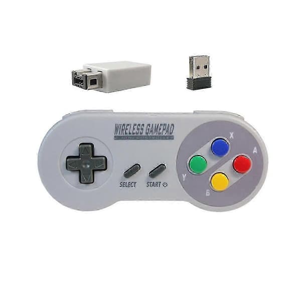 Trådlös spelkontroll för SNES Mini PC Windows NS Switch 2.4G Joypad GrayWhite