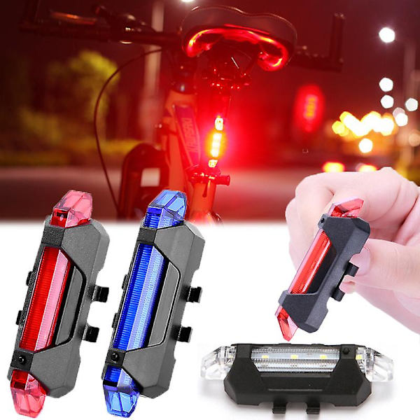 USB Uppladdningsbar Led Cykel Bakljus Mountain Bike Säkerhet Körning Varning Fram Bak Blinkljus Night Riding Tillbehör| | Red