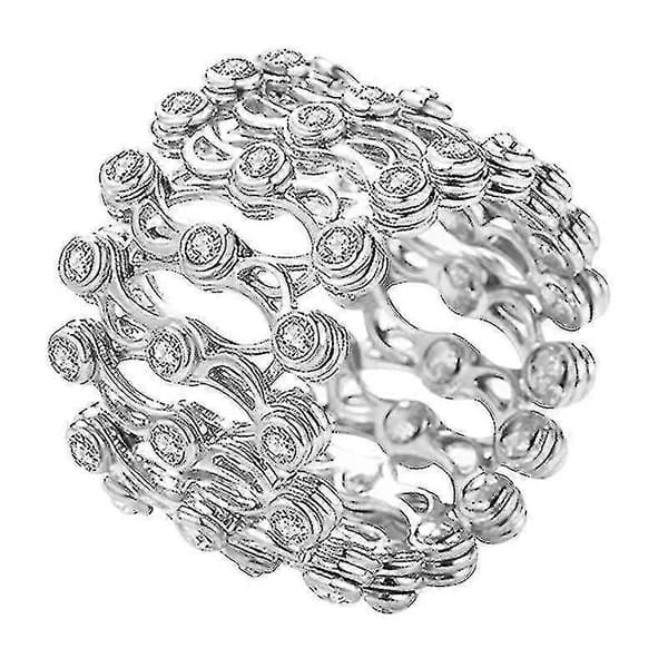 S925 Silver Ring Armband 2-i-1 Transformerbart Ring Armband Teleskopisk Ring för Kvinnor-Yvan Silver with diamond