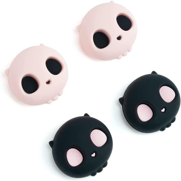 Søde silikone Joy Con tommelfingergreb, joystickbeskyttelse kompatibel med Nintendo Switch/OLED/Switch Lite, 4 stk. - Pink Dødningehoved