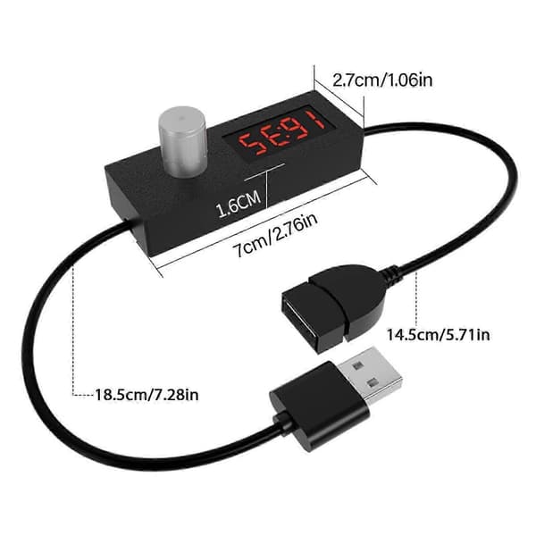 USB justerbart timer-koblingskabel kompatibelt med effektiv strømstyring med nedtællingsfunktion op til 24 timer 55 minutter