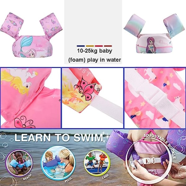 Simväst för toddler för barn simträning, flickor pojkar sim flytväst armvingar för pölar, pool, strand, sjö