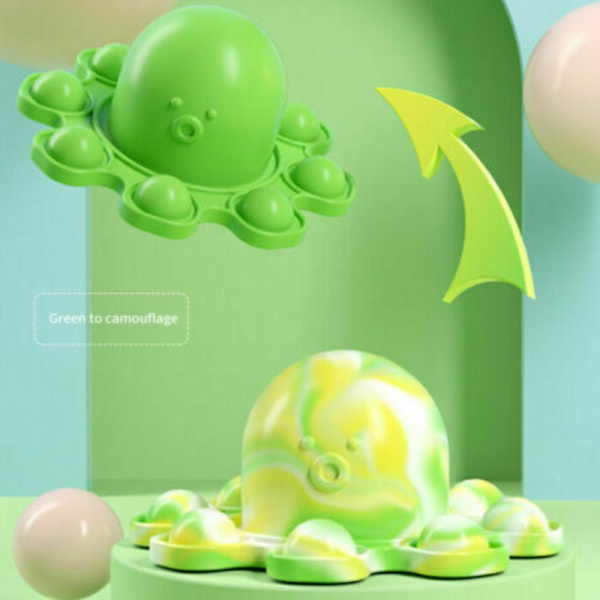 Push Pop Bubble It Flip Vändbar bläckfiskdocka Fidget Sensorisk stressavlastningsleksak Green