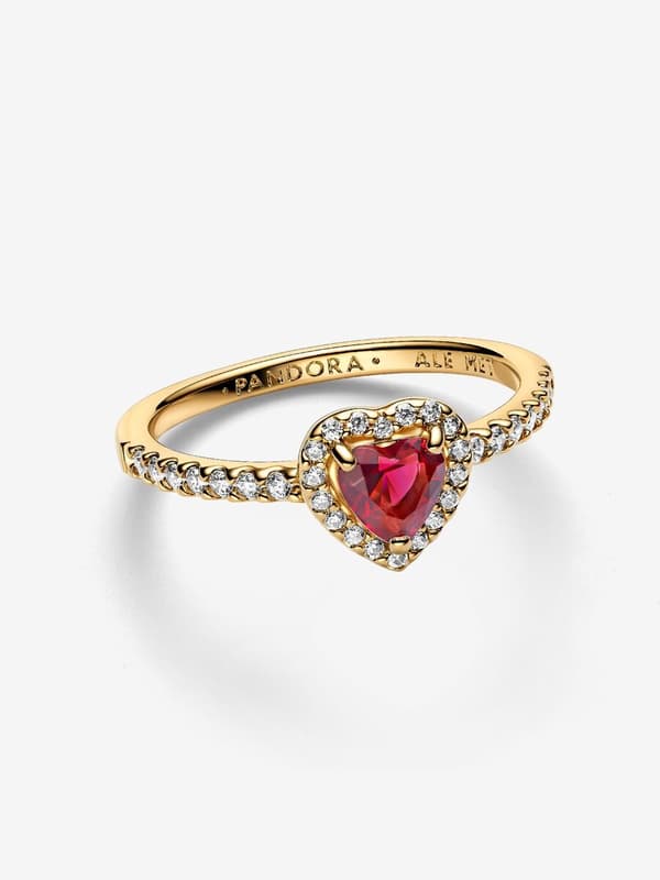 Pandora - Elevated Heart Ring - 14k Gold Plating Circumference: 52mm