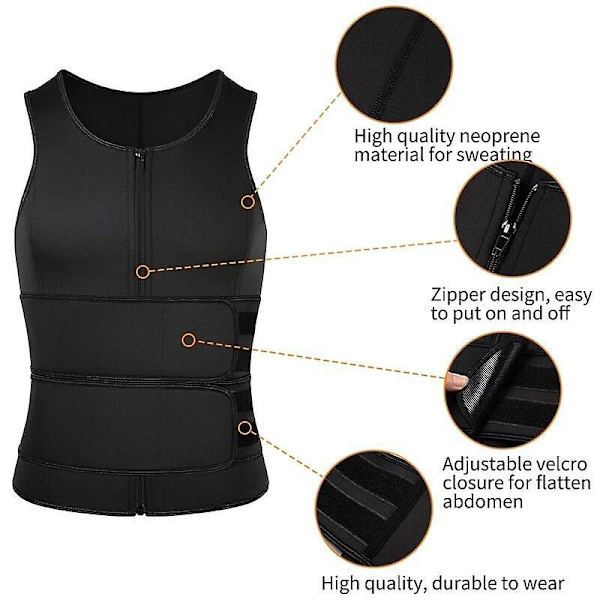 Miesten Body Shaper Waist Trainer Saunaliivit Kaksoisvyö Vatsan Laihdutus Hikiliivi Fitness Vyö grey XL