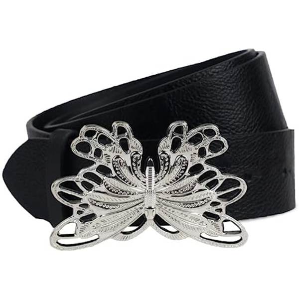Fairy Grunge Läderbälten Y2K Kvinnor Butterfly Fairycore Punk Goth Spänne Grommet Midjebälte Tillbehör