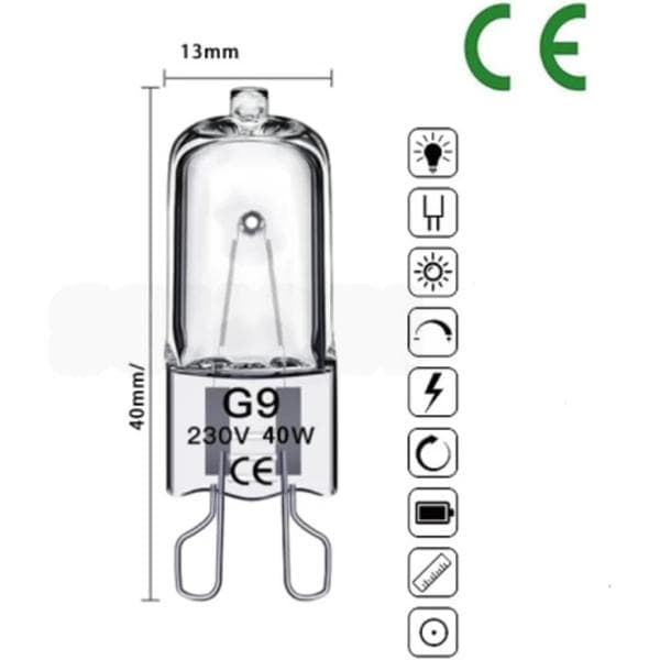 10-pack G9 halogen bulbs 18W warm white light for ceiling lamps and table lamps