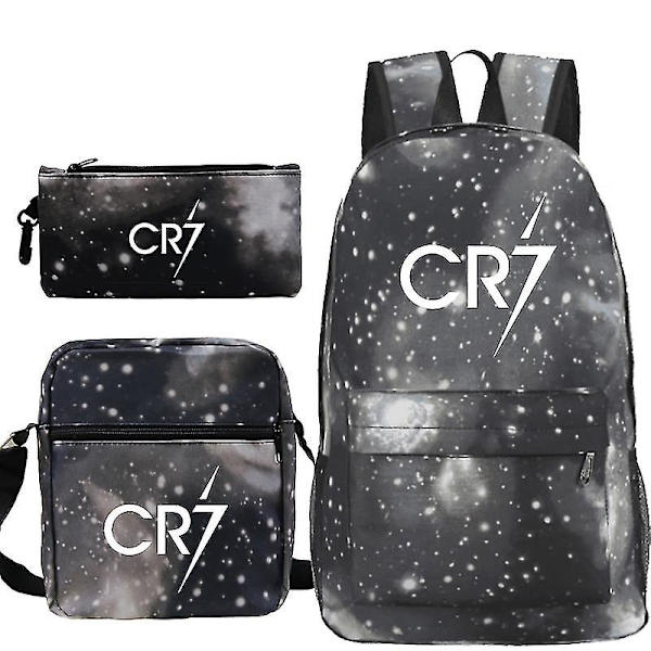 Fotboll Ronaldo Cr7 Ryggsäck 3st/ set Skolväskor För Flickor Pojke Laptop Rese Russäck Kvinnor Ryggsäck Axel Case 7