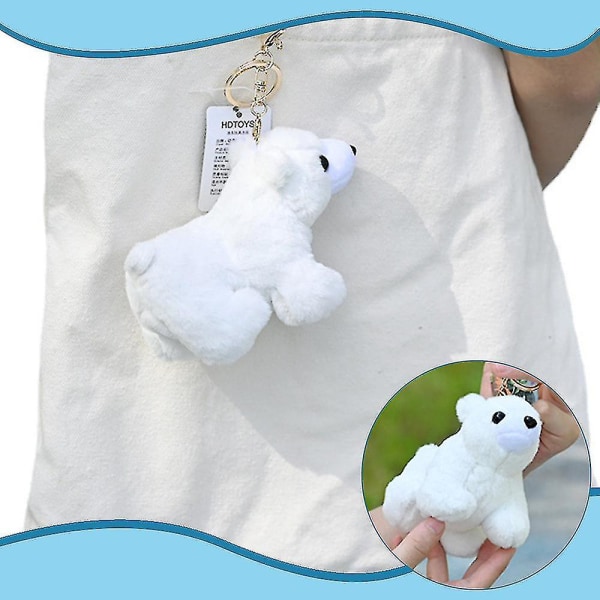 Polar Bear Stuffed Doll Skolesekk Tilbehør Pendant Plysj Cartoon Ornament_y