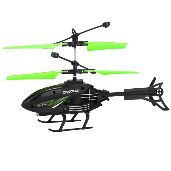 Mini RC Infrarød Induksjon Helikopter Fly Blinkende Lys Leker Julegave Green