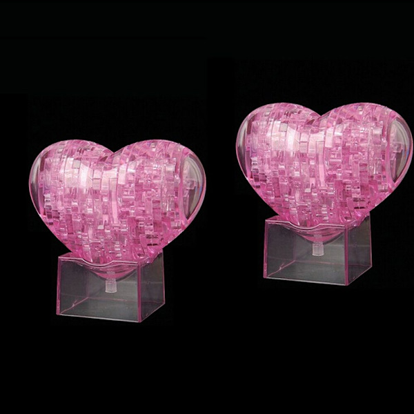 3D krystalpuslespil Sød kærlighedsmodel DIY-gadgetblokke byggelegetøj（par） Pink 18*13.5*4cm