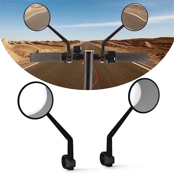 Universal Scooter Bakspeil, Scooter Håndtak Sidespeil 360° Rotasjon Sikkerhetsspeil 1 Par Black