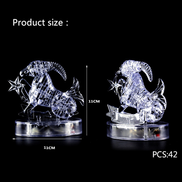 3D Krystal Puslespil Stiksav Clear Tolv 12 Constellation Astrolog Flash LED-lys A