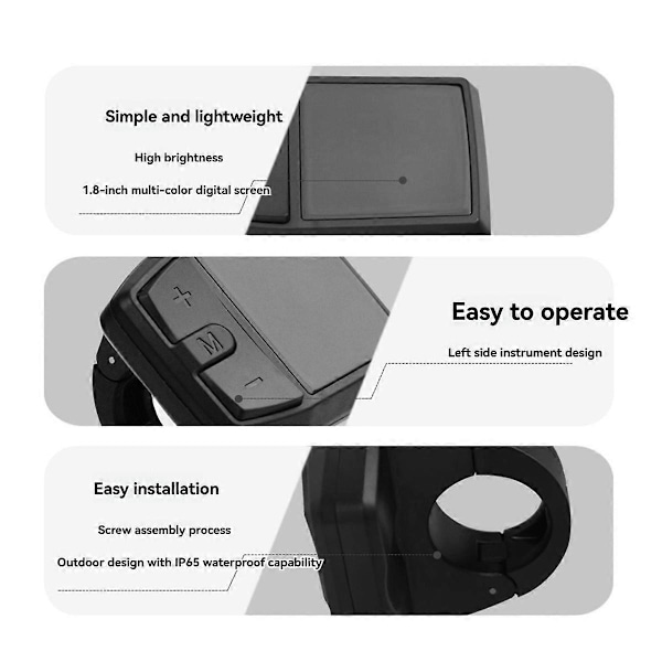 DZ41 E-Bike LCD-display Färg LCD-instrumentbräda för Bafang Centermotor Black
