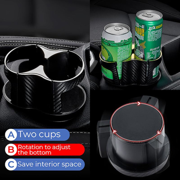 Bil dryckeshållare 2 i 1 Universal Auto Mugghållare Expander Adapter Justerbar Bas Avtagbar Abs Dryck Kan Flaskställ| | Silver