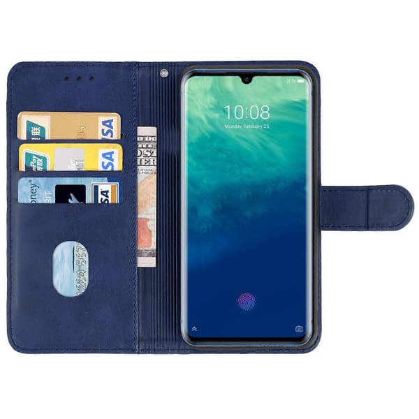 Læder telefoncover til ZTE Axon 10 Pro Blue