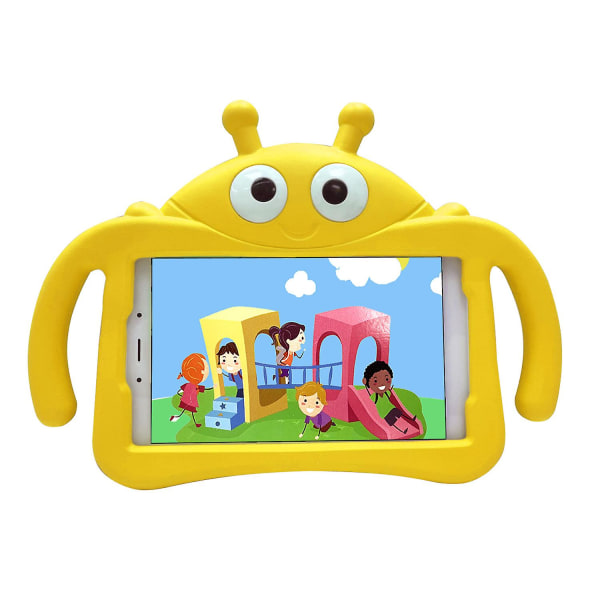 Kid case Samsung Galaxy Tab A7 Lite 8.7 T220 T225 2021, jalkatuki Heavy Duty iskunkestävä cover, kestävä Yellow
