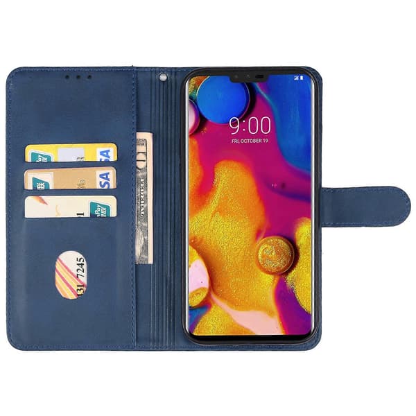 Nahkainen puhelinkotelo LG V40 ThinQ -puhelimelle Blå