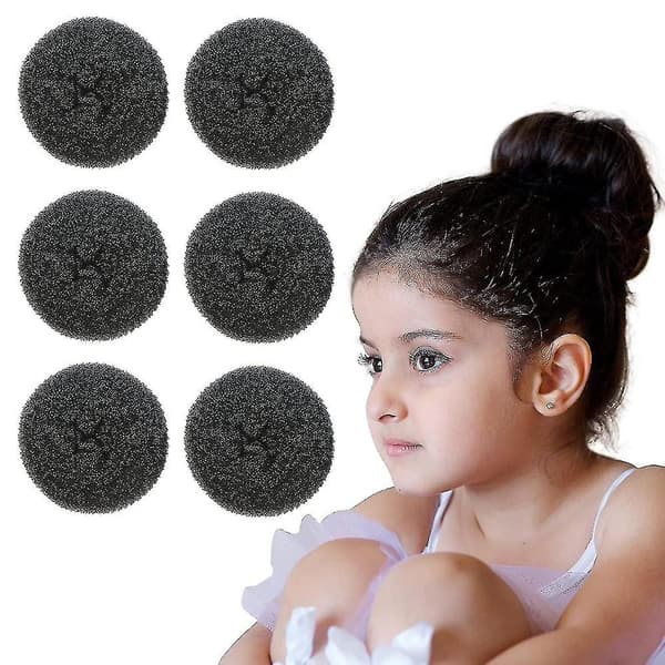 6 stk. Donut Hårknold Maker til Børn, Balletknold Maker Hår Donut Knold Maker til Voksne Nem Knold Hårknold Maker Black