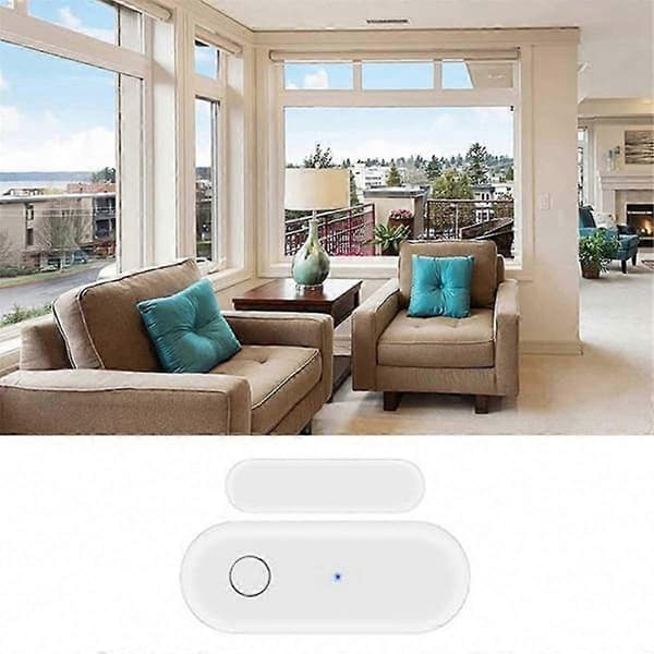 Smart Dørsensor - Trådløs WiFi Vinduessensor for Sanntidsmelding Kompatibel med Alexa White
