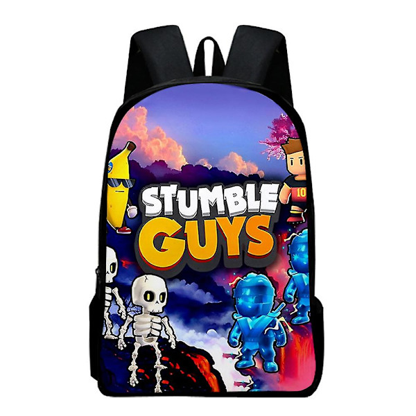 Stumble Guys Printed ryggsäck Barn Lätt skolboksväskor Stor kapacitet Ryggsäck Resor Andas Dagsäck Present F
