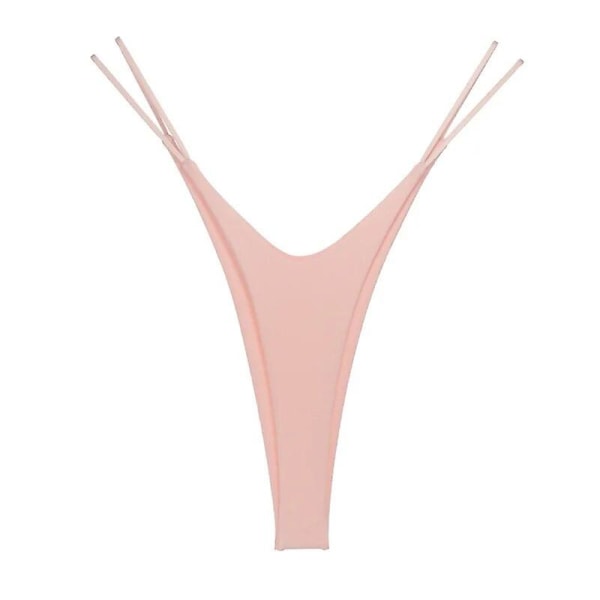 Nya sexiga högsplittrade stringtrosor bomull dam dubbel bikinistil Europeiska och amerikanska underkläder med tunt bälte Pink L50-60kg