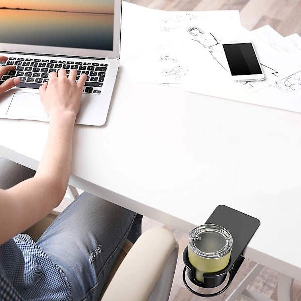 Creative Vandkopholder Bord Sideholder Clip Multifunktionel Kaffe Drikke Kopholder Skrivebord Fast Kopholder Skrivebord Opbevaring Clip| | Gray