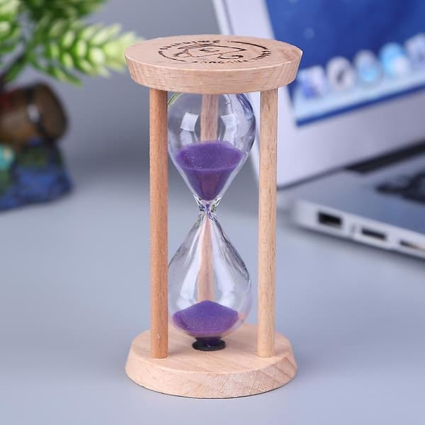 Timeglass i tre med sand, 3 minutter Pink