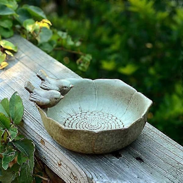 Keramisk fuglebad Haveindretning Fuglefoder Keramisk Akvarium Retro Finish Fuglefoder JH4