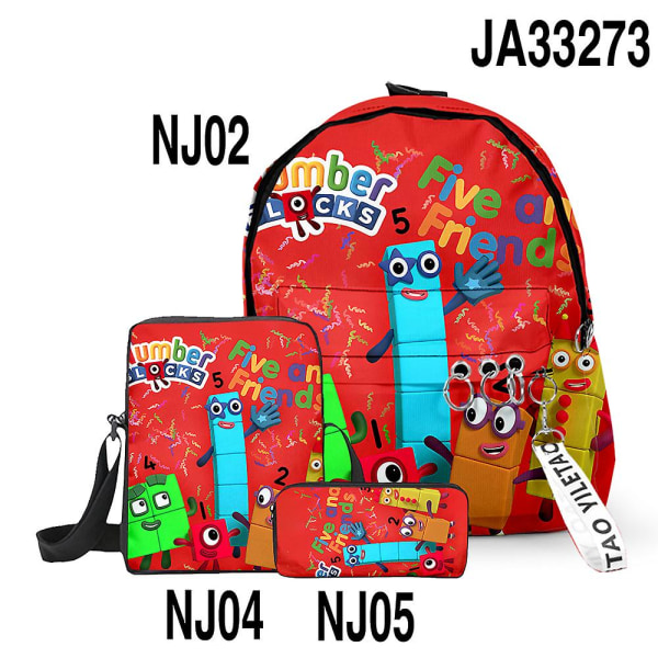 3d Game Number Blocks Skolesekk Ryggsekk Numberblocks Primær ungdomsskoleelever Gutter Jenter Oxford Vanntett skolesekk 14