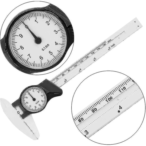 Vernier Bromsok, 150 mm urtavla Plast Vernier Gauge Linjal Takverktyg för mätning av linjal [vit]
