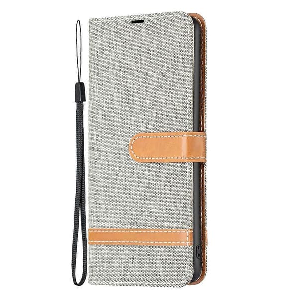 Til Nokia G22 Farveblok Denim Tekstur Læder Telefoncover Grey