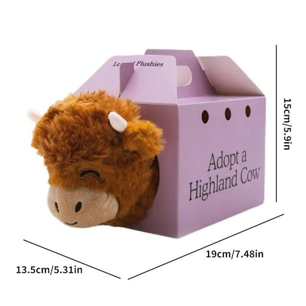 Adopter et Highland Cow Plys, søde ko-udstoppede dyr Fluffy Cow figurlegetøj