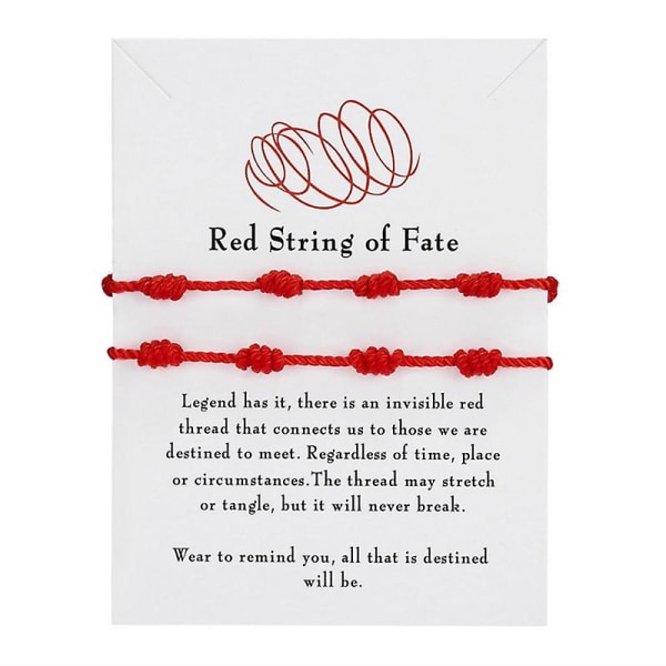 2 stk Lucky Red String Armbånd Kabbalah Amulet 7 Knots Protection Rope Gift A
