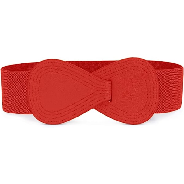 Interlock Buckle 8-formet kunstskinn elastisk belte Cinch midjebånd for dame