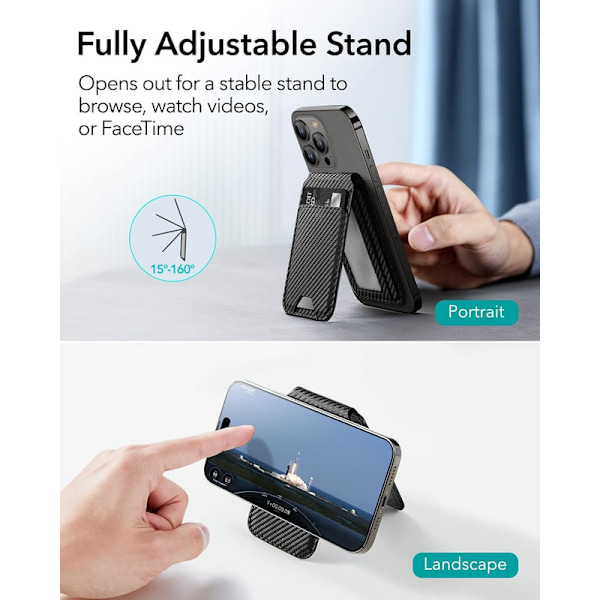 Magnetic Wallet Case, Compatible with MagSafe Wallet, Phone Case with Adjustable Stand for iPhone 16/15/14/13/12, Not