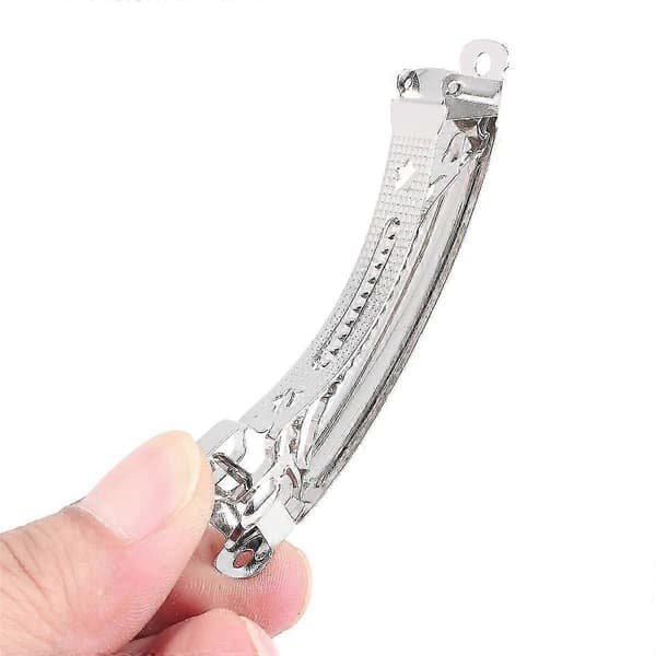50 st 80 mm metall franska hårspännen - silver-bra Silver