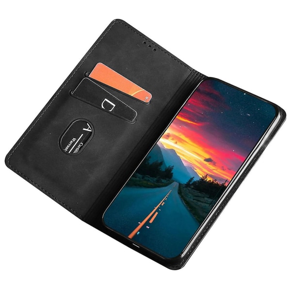 Oppo A57s 4g / A57e 4g / A57 4g Magneettinen automaattisesti imeytyvä anti-scratch phone case jalusta Pu nahka Black