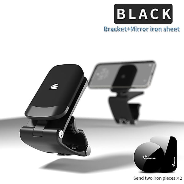 Multifunktion 360 graders justerbar bil magnetisk telefonholder Dashboard Mount Hud Mini Silent Auto GPS Navigation Bracket| | Black