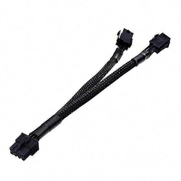 Dobbelt 6-benet til 8-benet GPU-strømadapter flettet kabel 20 cm til pc Svart