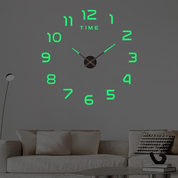 Bedroom Decoration Clock Large 2D Wall Clock Acrylic Mirror Sticker Black