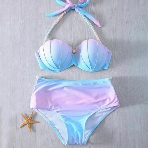 2022 Bikini badetøy for kvinner Mermaid Shell Topp Badetøy L