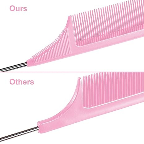3 pakker Rottehalekam stålpinne Rottehale karbonfiber varmebestandige ertekammer med pinnehale i rustfritt stål (rosa)
