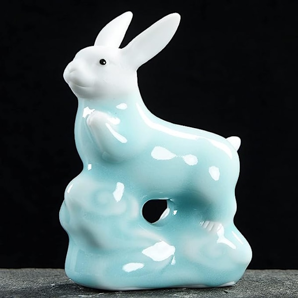 Keramisk ornament Dyr Kanin Håndlaget Skulptur Hage Kunst Dekor for hjemmekontor Bil Dashboard Gave