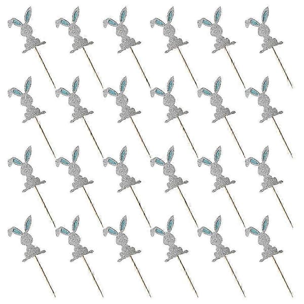 Kaninkakeinnstikkskort kompatible med dekorasjon 48 stk. påskecupcaketopper