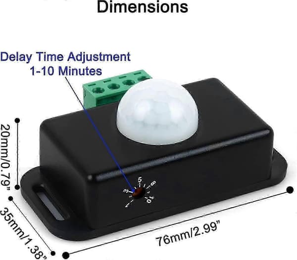 2026 Beste 2-delers bevegelsessensorbryter, 12V/24V PIR-sensor LED-bryterkontroller for fleksible LED-strips
