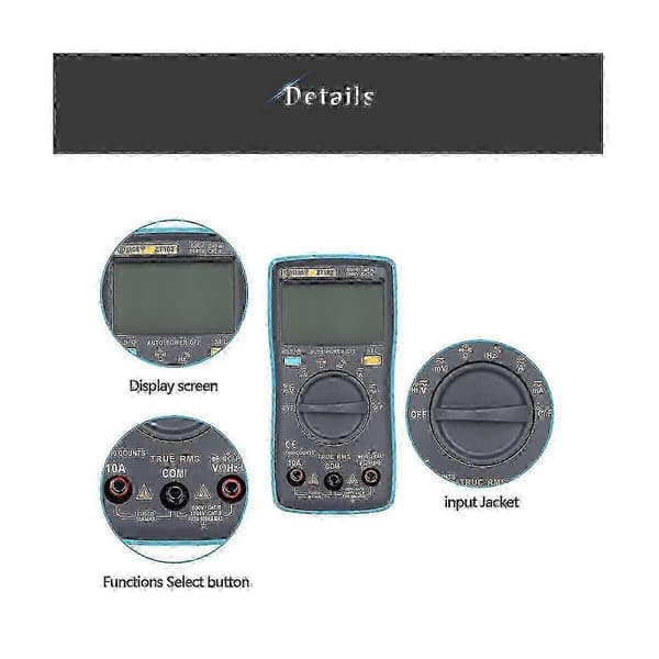 Digitalt Multimeter ZT102 6000 Tællinger Auto Range AC DC Spændingsstrømstester med Baggrundsbelysning Frekvens Temperaturmåling