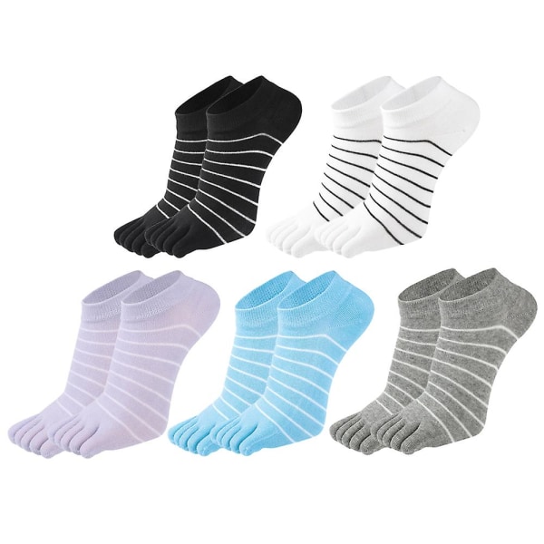 Femfinger sokker for kvinner - Korte bomullsbåtsokker for kvinner