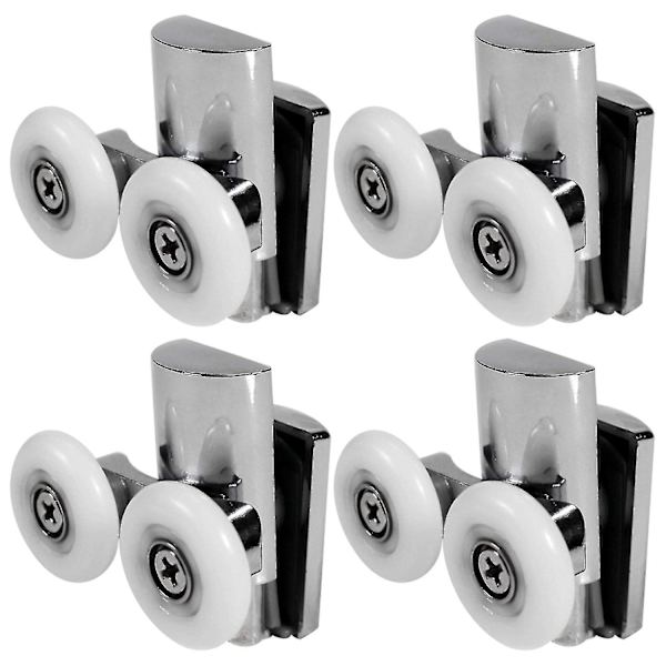 4 stk Dusjdørhjul 23mm Dusjdørruller Heavy Duty sinklegering Dobbelthjul For begge Flat Sli