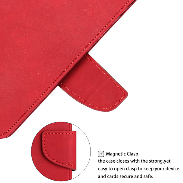 For Samsung Galaxy A14 5g Lommebok telefonveske Magnetisk lukkestativ Flip Ensfarget Pu-skinn beskyttende telefondeksel Red